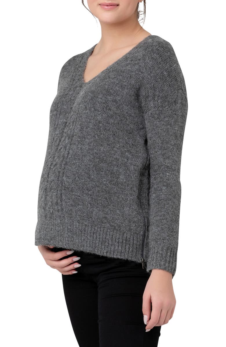 Ripe Maternity Cara Cable Knit Nursing Sweater, Alternate, color, 