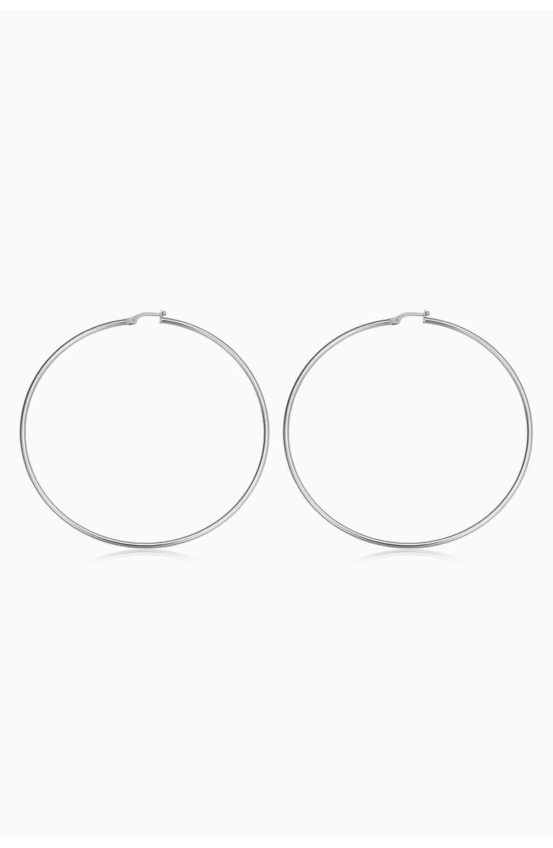 Oradina 14K Gold Everything Oversized Hoop Earrings, Alternate, color, White Gold