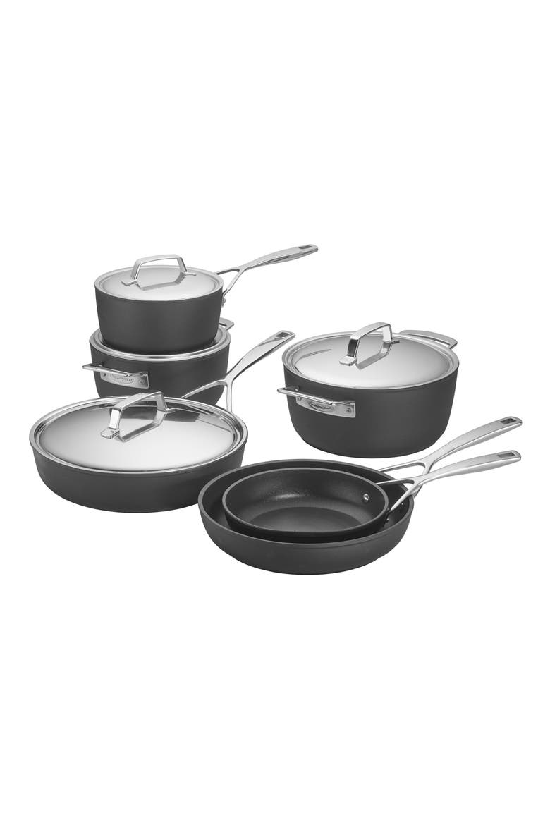 Alupro 10-Piece Aluminum Cookware Set, Main, color, BLACK