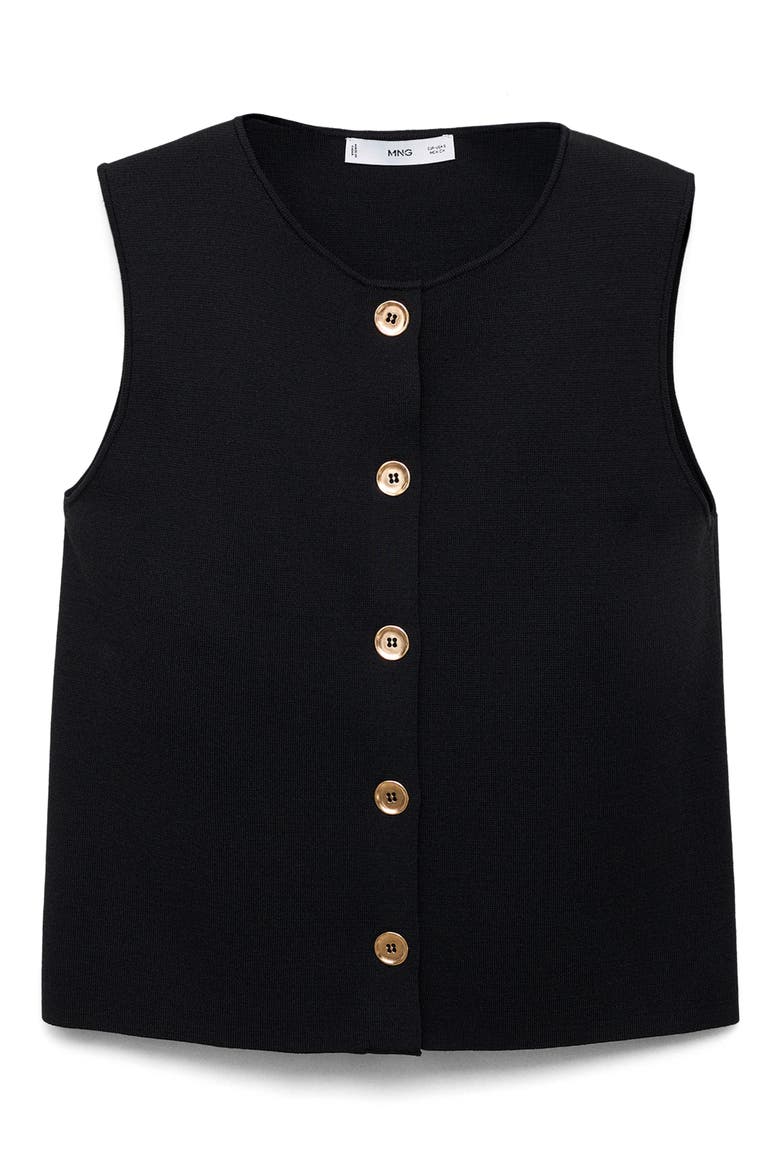 Button Front Fine Knit Vest, Alternate, color, BLACK