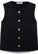 MANGO Button Front Fine Knit Vest