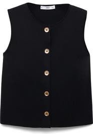 MANGO Button Front Fine Knit Vest