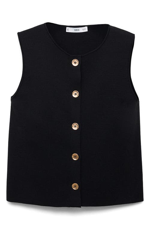 Mango Button Front Fine Knit Vest In Black