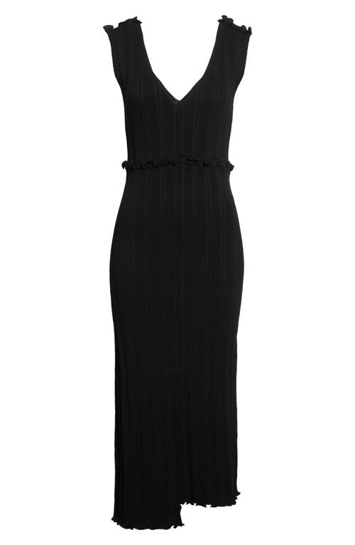 Jil Sander Asymmetric Sleeveless Cotton Rib Medi Dress In Black