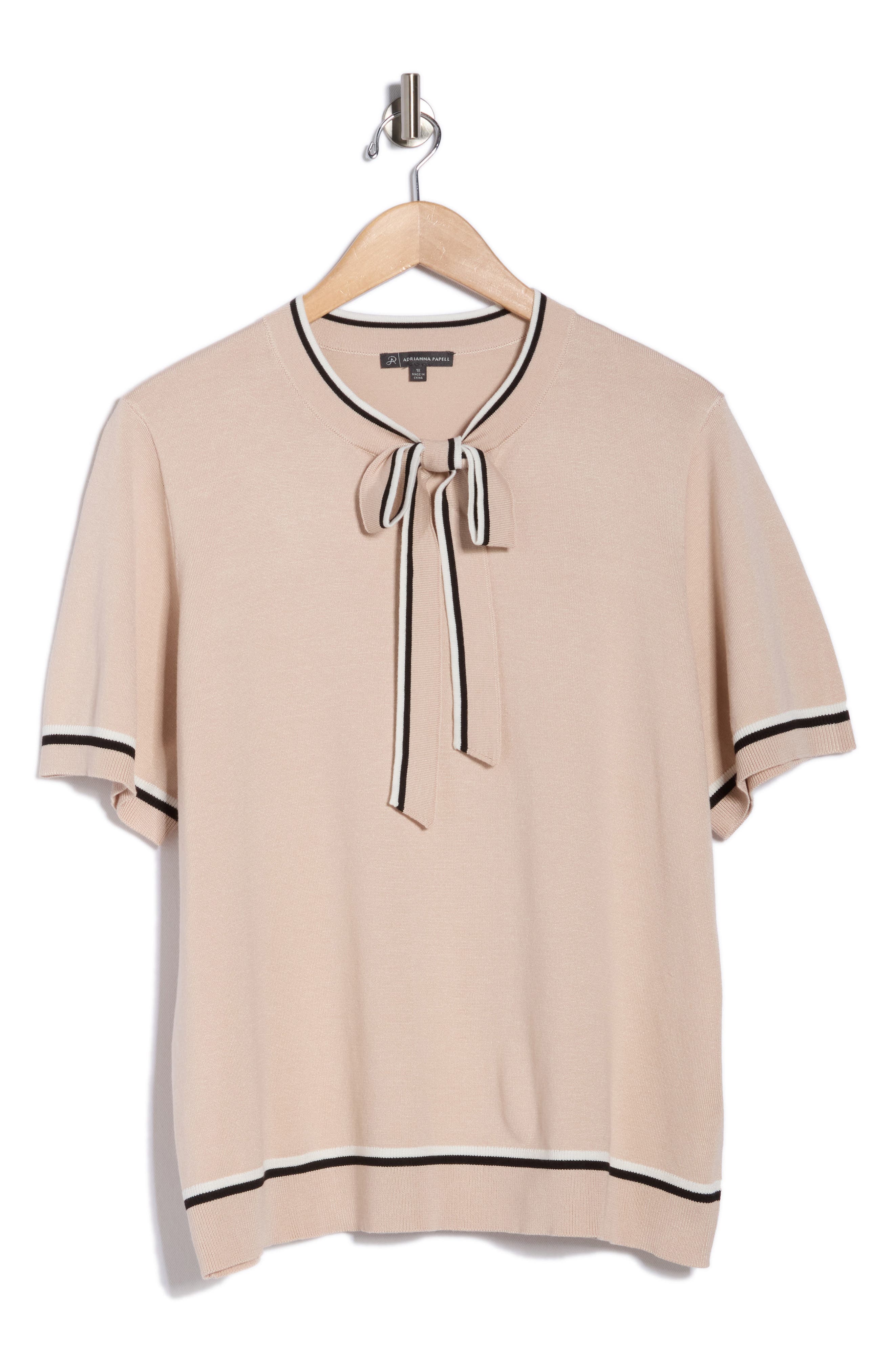 Adrianna Papell Double Tip Tie Neck Sweater