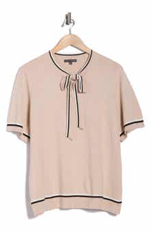 Adrianna Papell Double Tip Tie Neck Sweater