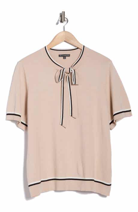 Adrianna Papell Double Tip Tie Neck Sweater