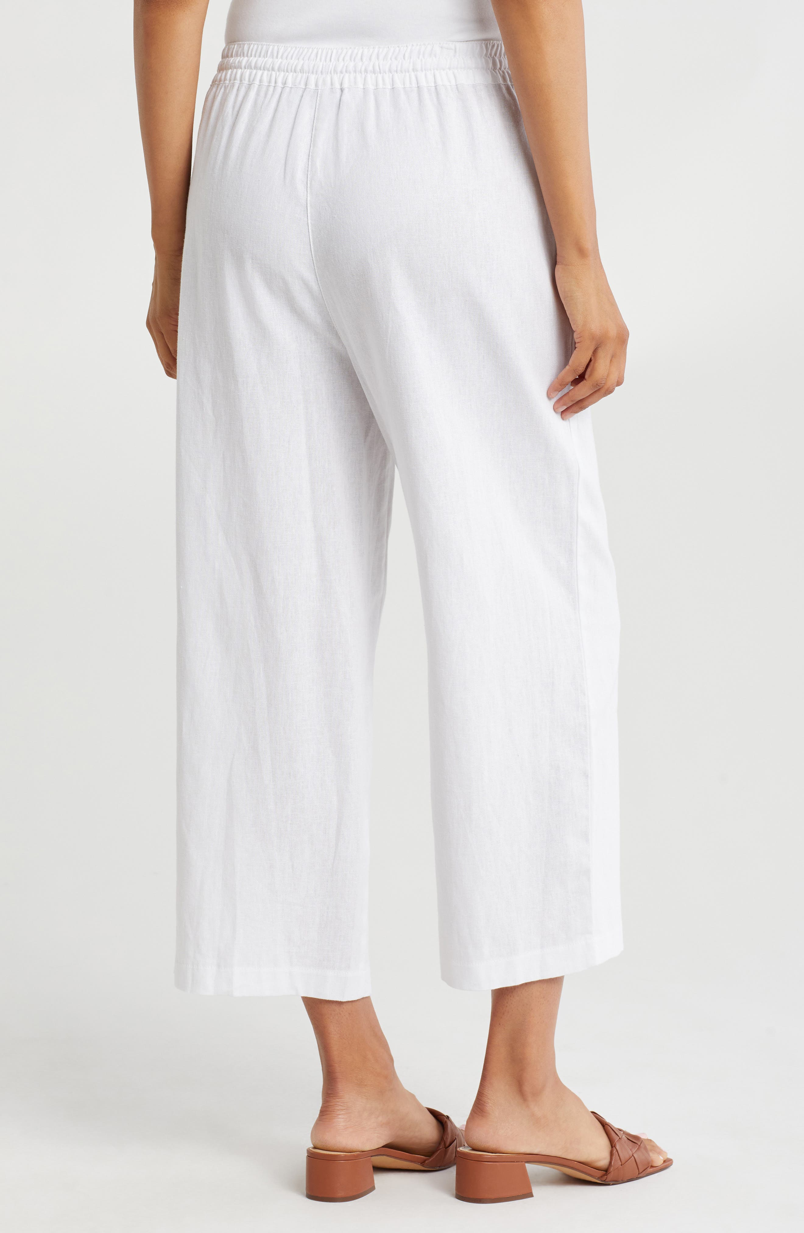 Drawstring Waist Linen Blend Pants - image 2