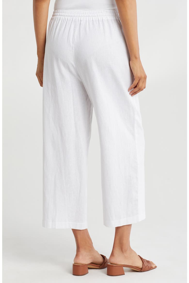 Drawstring Waist Linen Blend Pants, Alternate, color, WHITE