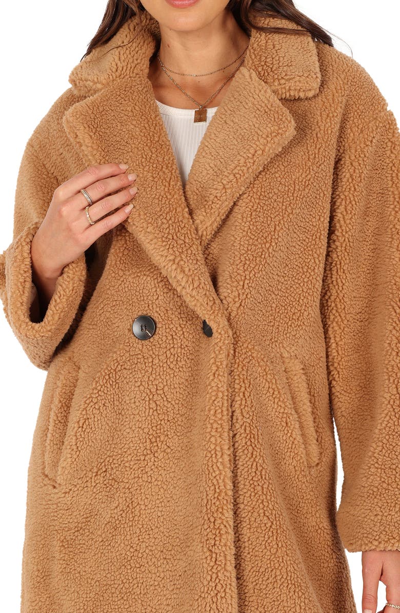 Petal & Pup Beatrice Oversize Faux Shearling Coat, Alternate, color, Camel