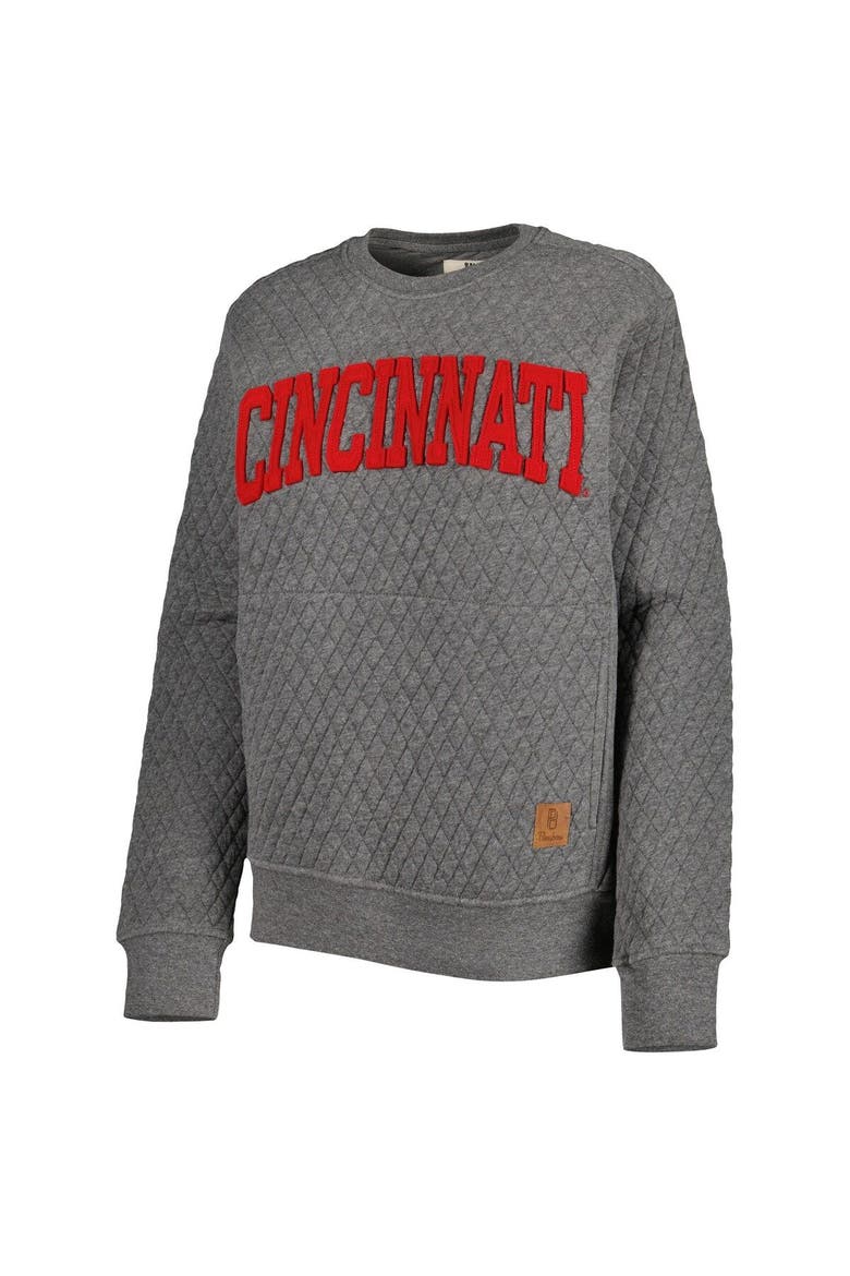 Women's Pressbox Heather Charcoal Cincinnati Bearcats Moose Quilted Pullover Sweatshirt, Alternate, color, Heather Gray