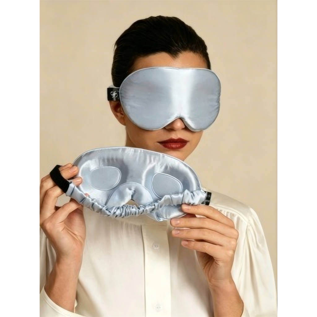 Silksilky 22 Momme Mulberry Silk Upgraded 3d Adjustable Eye Mask In Blue
