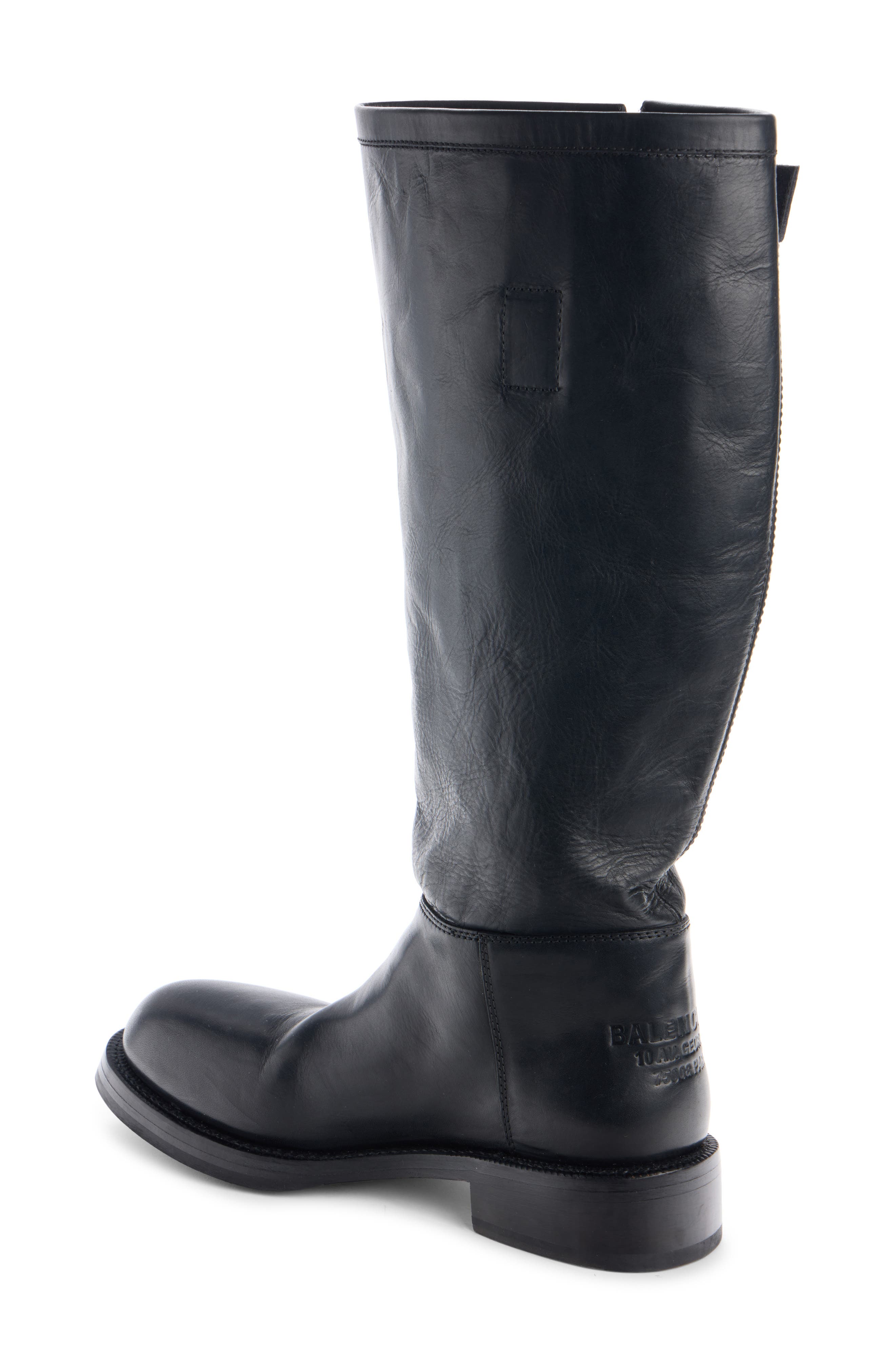 Motor Leather Knee High Boot, Alternate, color, 1081 BLACK/ SILVER