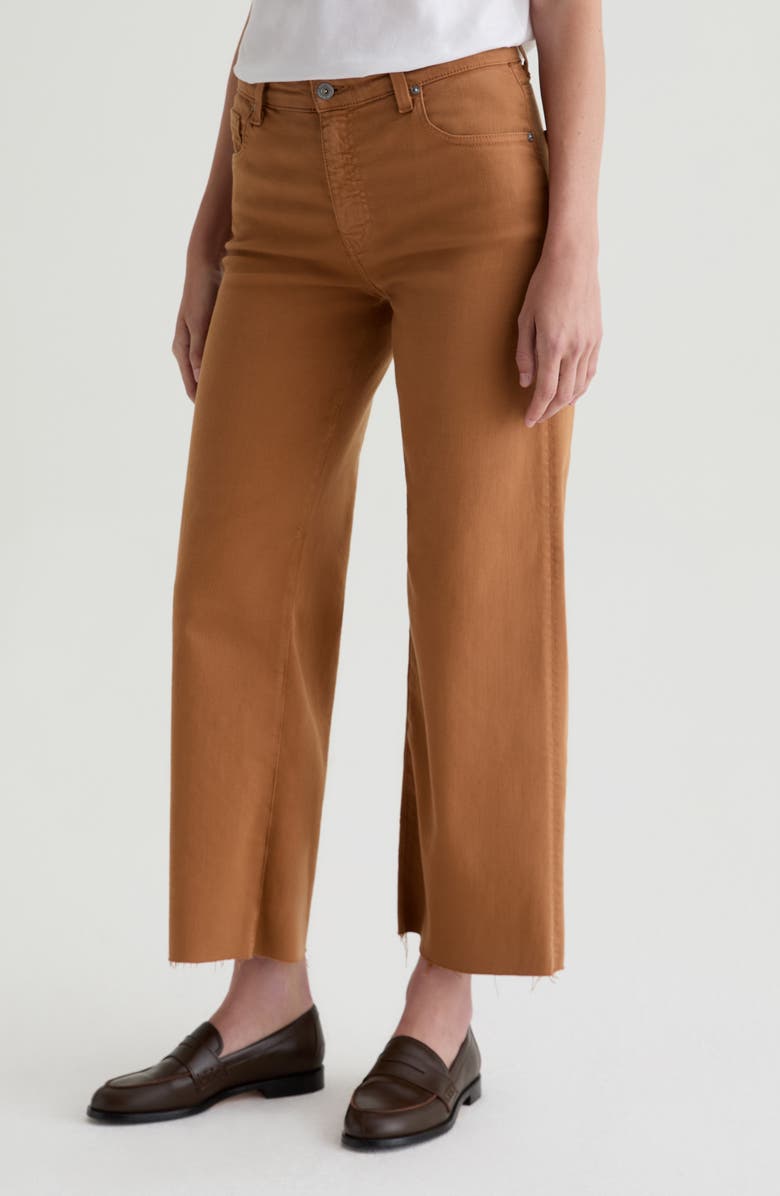 AG Saige Raw Hem Ankle Wide Leg Jeans, Alternate, color, Ginger