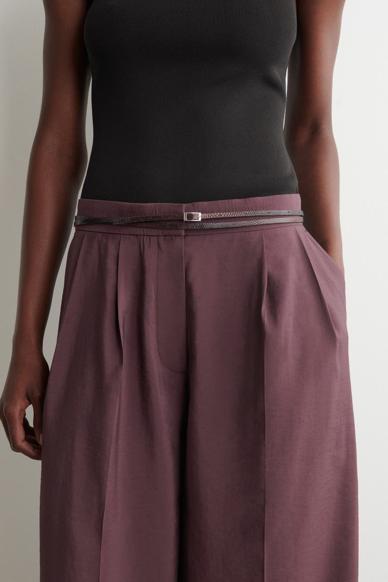 Pleated Modal Wide-leg Trousers, Alternate, color, DARK RED