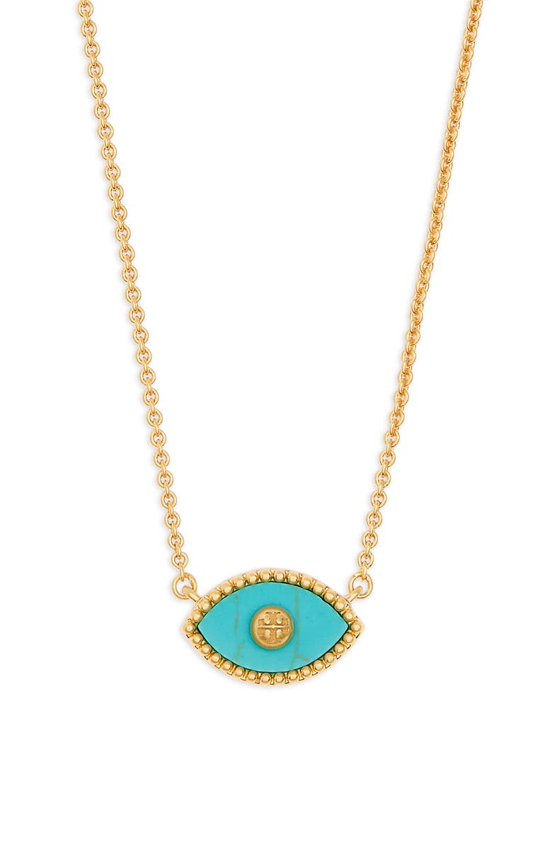 Tory Burch Evil Eye Pendant Necklace, Main, color,