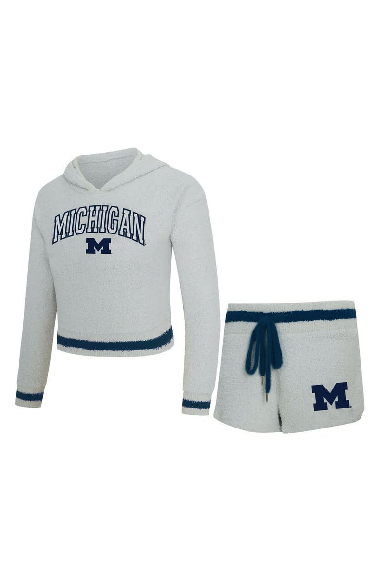 CONCEPTS SPORT Women's Concepts Sport Gray/Navy Michigan Wolverines Whitley Long Sleeve Hoodie Top & Shorts Set, Main, color, Gray