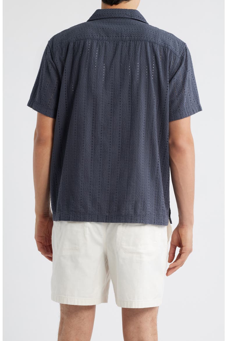 Embroidered Eyelet Cotton Camp Shirt, Alternate, color, NAVY INDIA INK