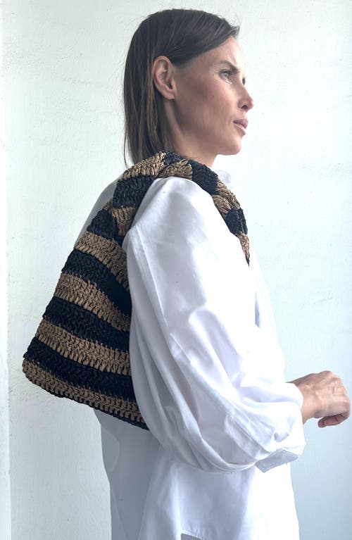 Adornia Striped Raffia Hobo Bag