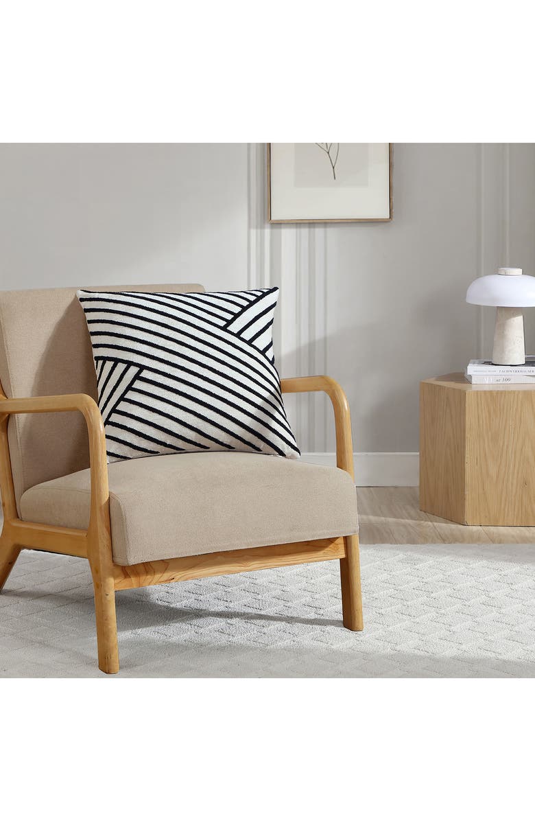 Tahari Asymmetrical Stripe Bouclé Accent Pillow, Alternate, color, Black