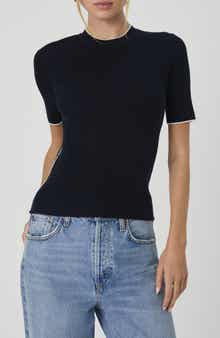 French Connection Mozza Short Sleeve Cotton Rib Sweater