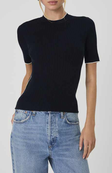 French Connection Mozza Short Sleeve Cotton Rib Sweater