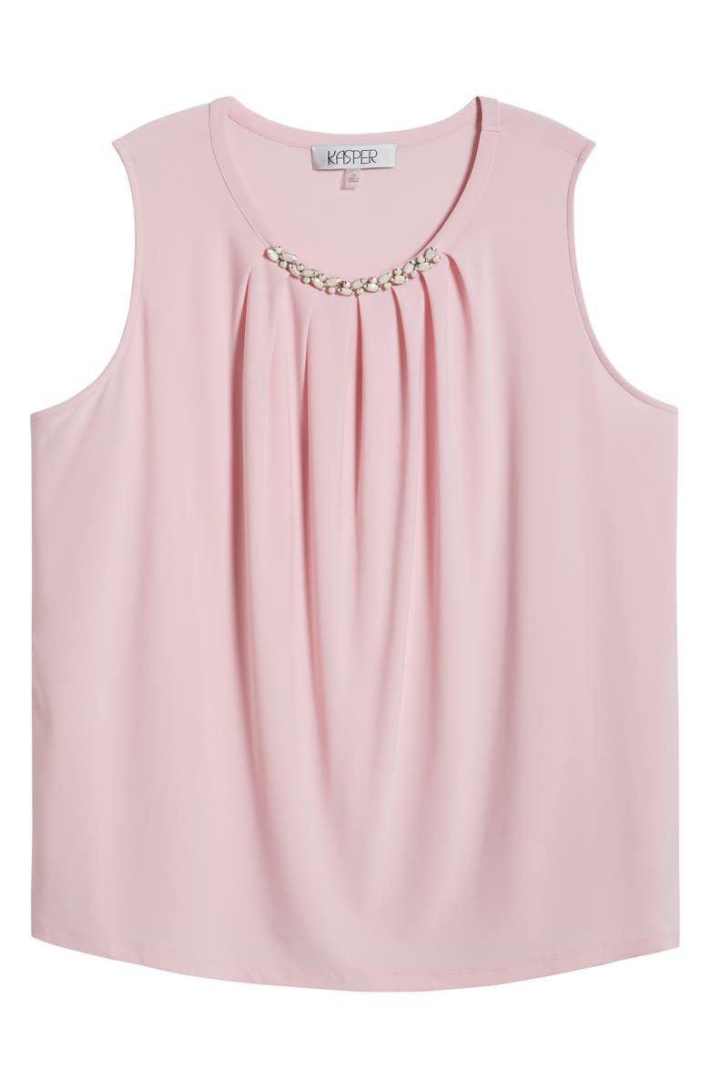 KASPER Faux Pearl Embellished Sleeveless Pleat Neck Top, Alternate, color, Tutu Pink