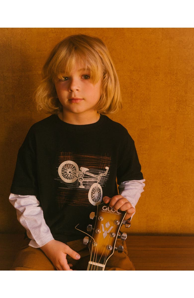 Deux par Deux Boy's Layered Long Sleeve T-Shirt Black, Alternate, color, 