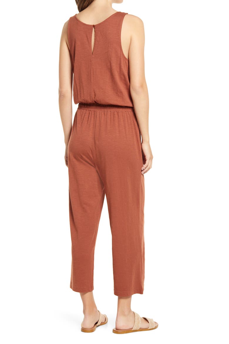 Pop-On Jersey Jumpsuit, Alternate, color, RUST SEQUOIA
