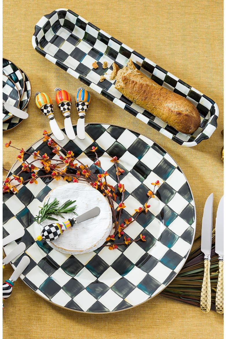 Courtly Check Enameled Steel Baguette Dish, Alternate, color, BLACK/ WHITE