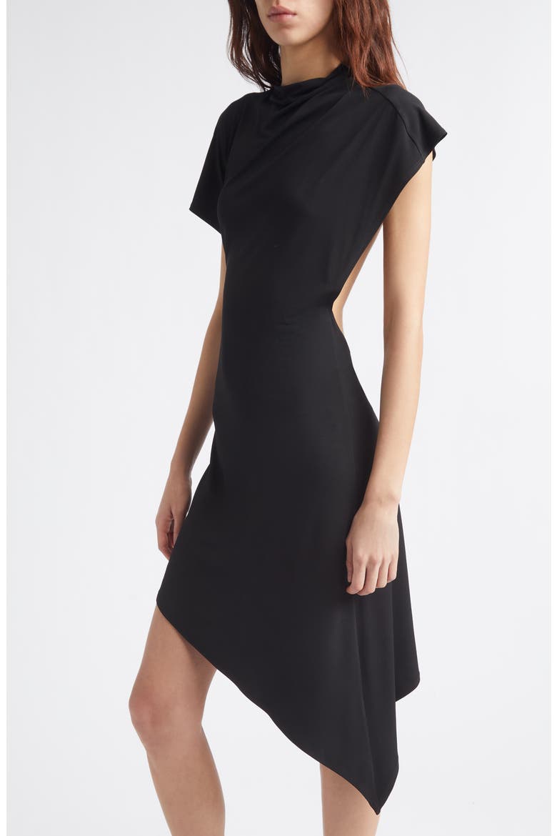 Sonar Asymmetric Jersey Cutout Dress, Alternate, color, BLACK
