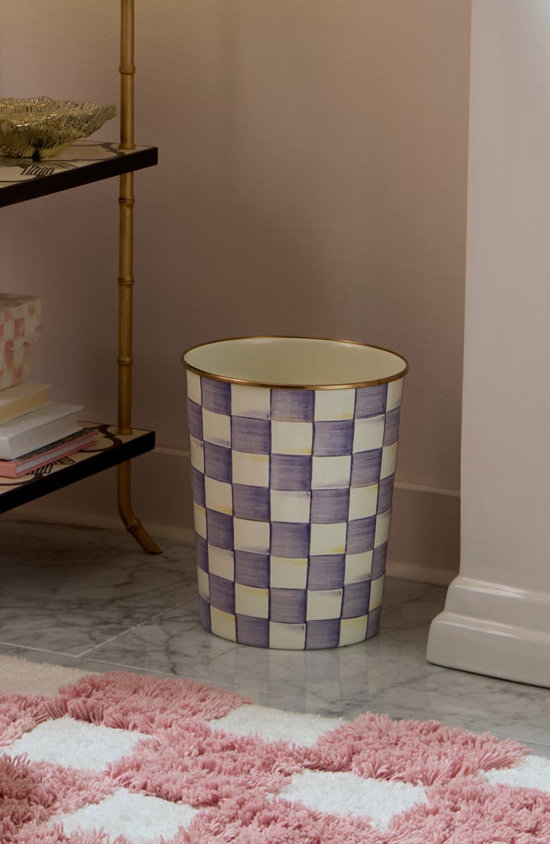 MACKENZIE CHILDS Violet Check Waste Bin, Alternate, color, Violet