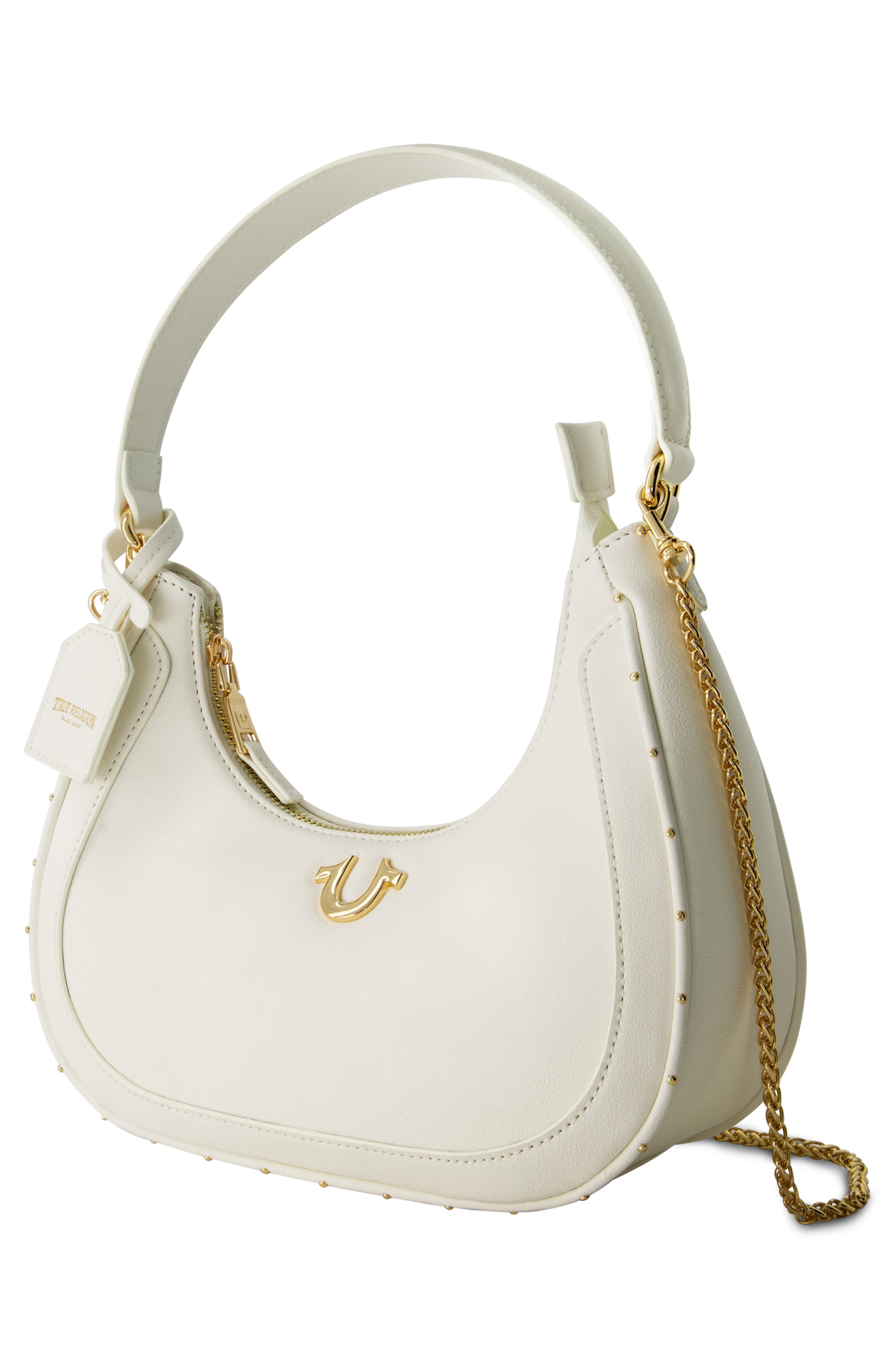 Zip Top Crescent Hobo Bag, Alternate, color, WHITE