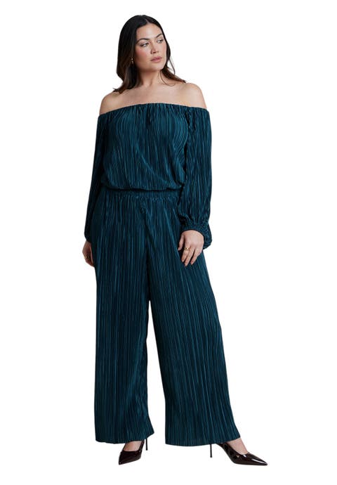 Off The Shoulder Plisse Jumpsuit