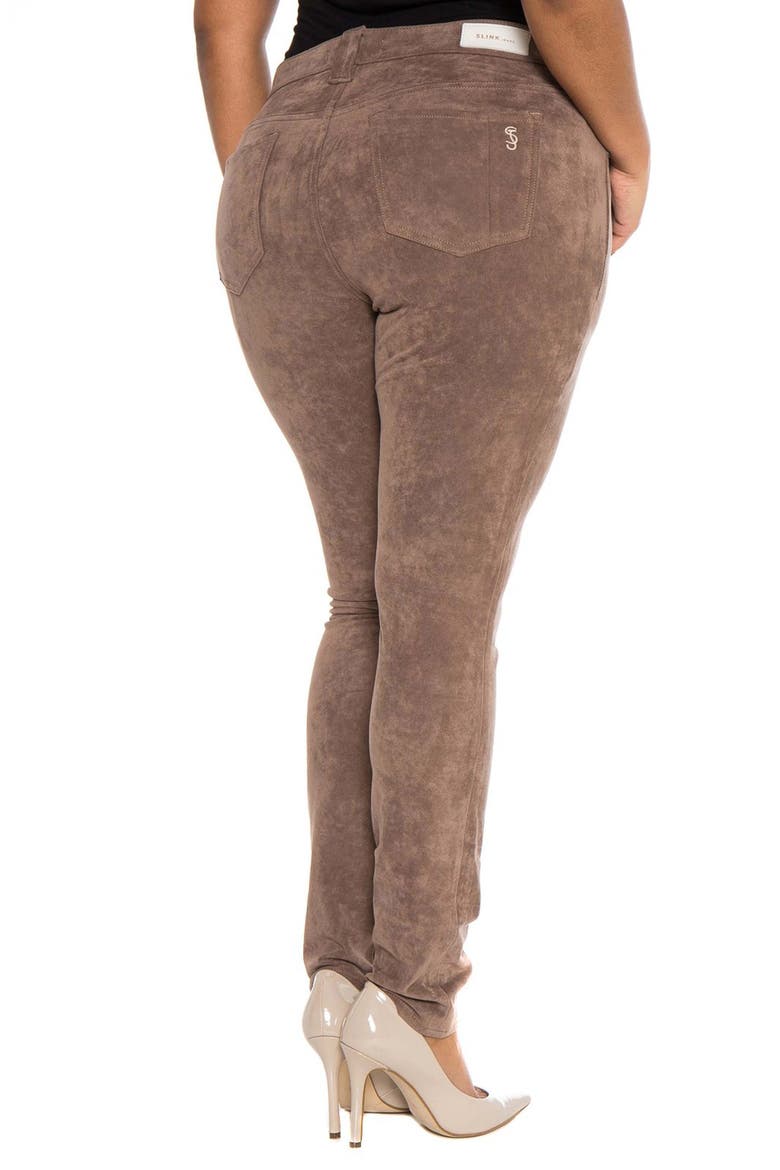 Slink Sueded Skinny Jeans, Alternate, color, NUTMEG