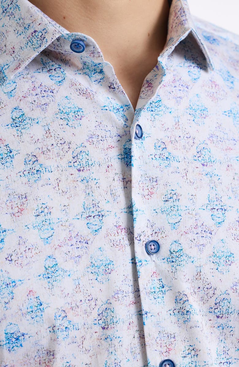Robert Graham Greatorex Abstract Print Short Sleeve Button-Up Shirt, Alternate, color, Multi