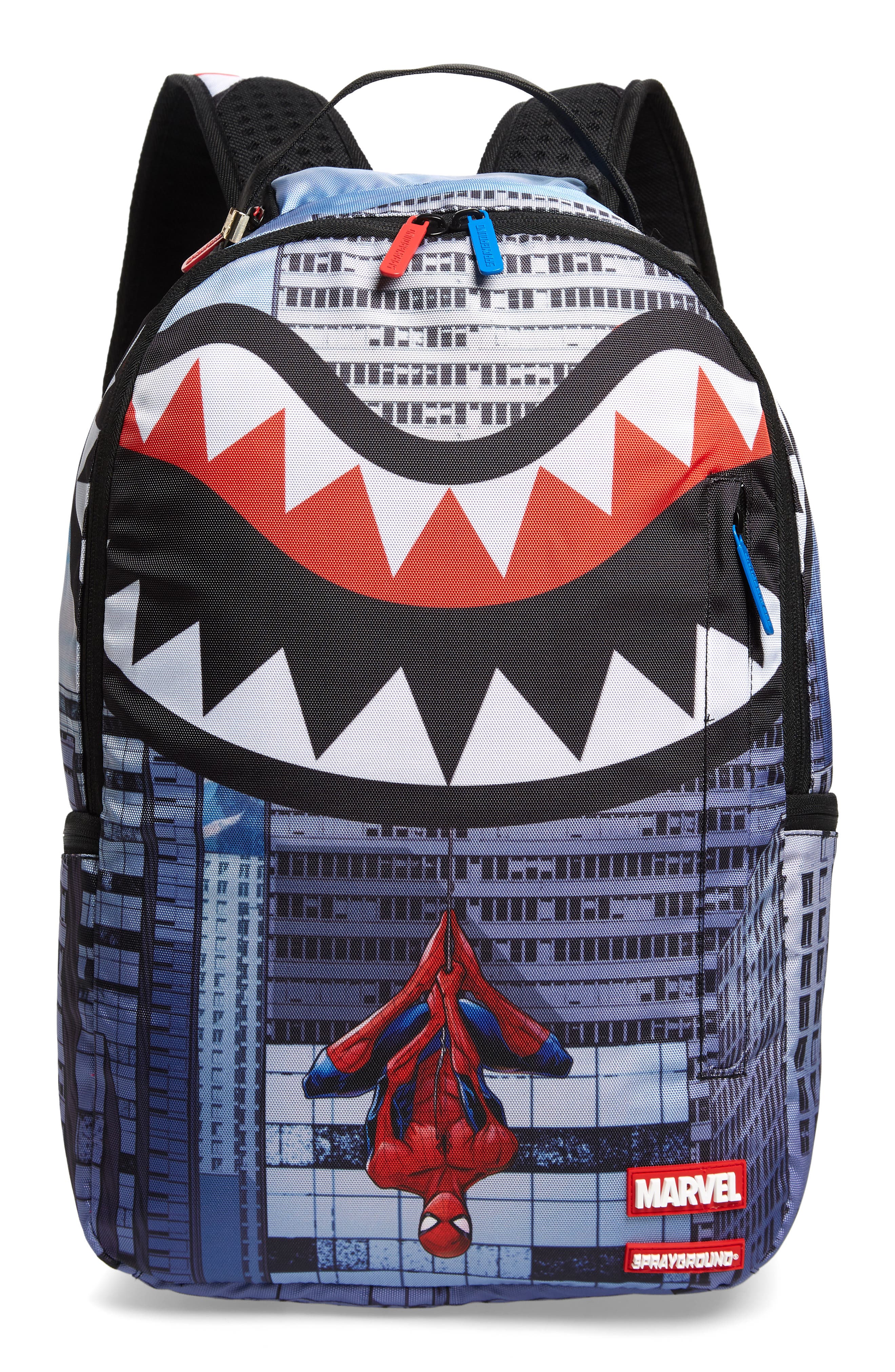 Sprayground Spiderman Upside Down Backpack, Main, color, 
