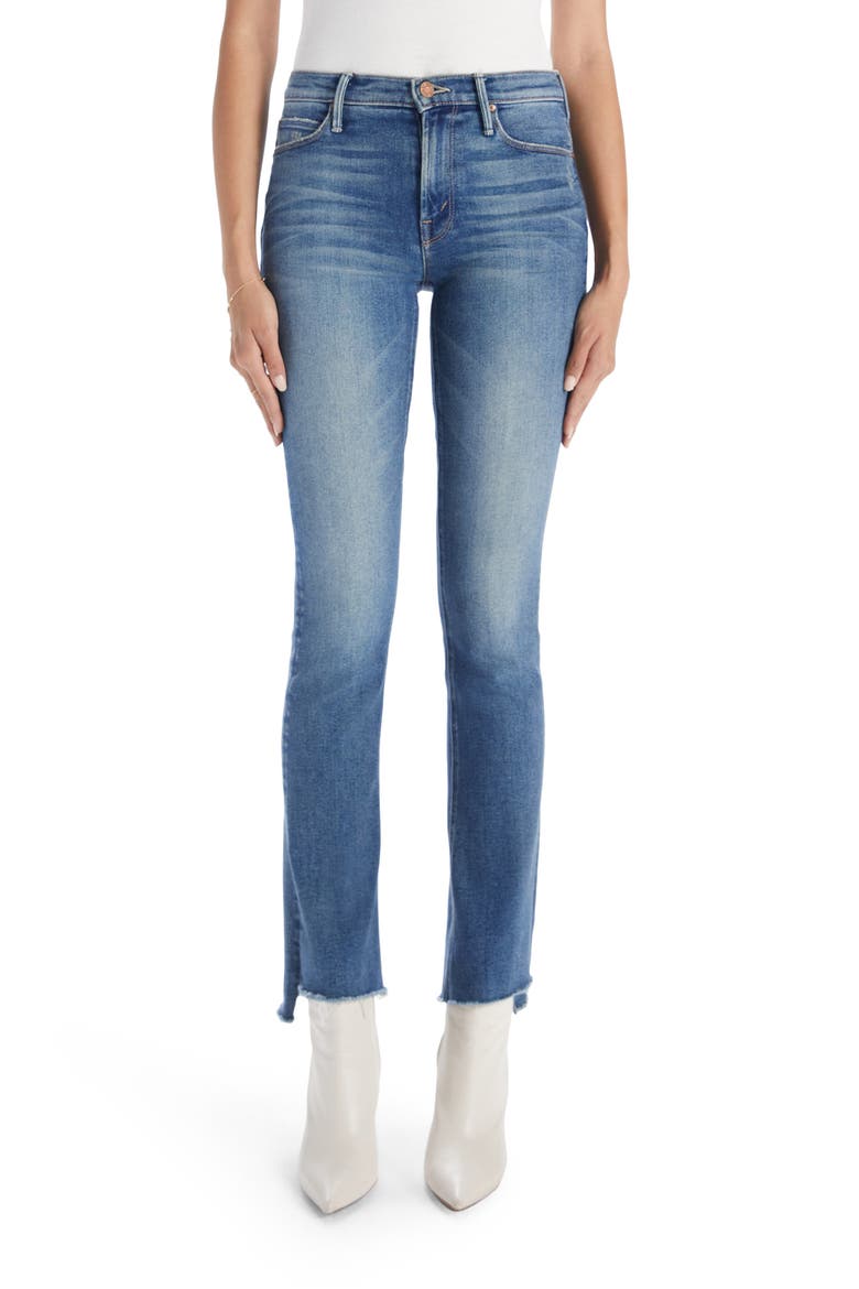 The Runaway High Waist Frayed Hem Jeans, Main, color, LEAPS AND BOUNDS