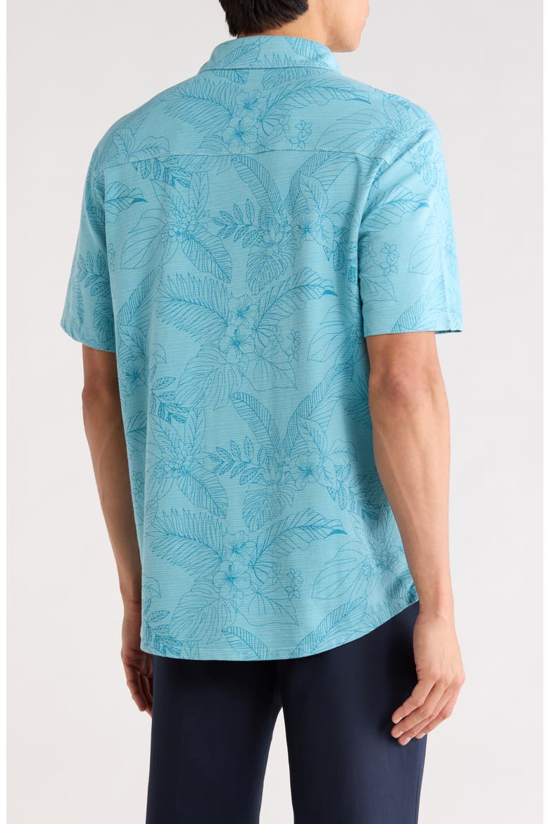 Floral Short Sleeve Button-Up Shirt, Alternate, color, MILKY BLUE