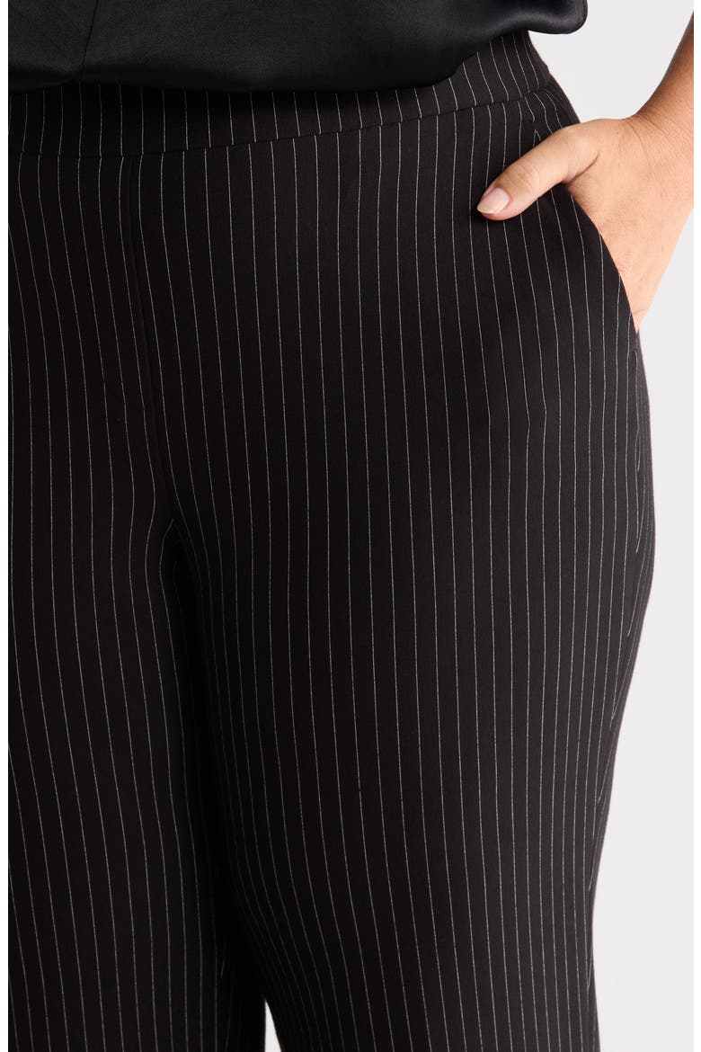 Pinstripe Pull-On Trousers, Alternate, color, ANNE BLACK/ WHITE DOVE