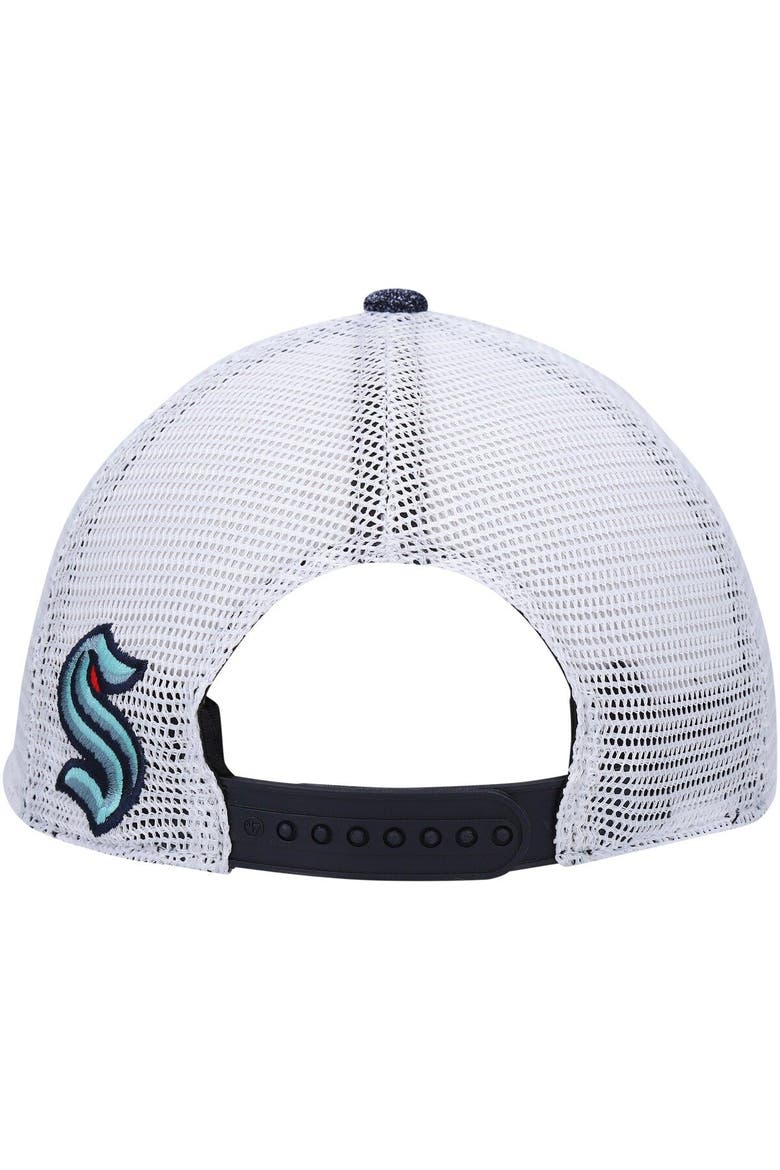 Women's '47 Navy/ Seattle Kraken Encore MVP Trucker Snapback Hat, Alternate, color, Navy