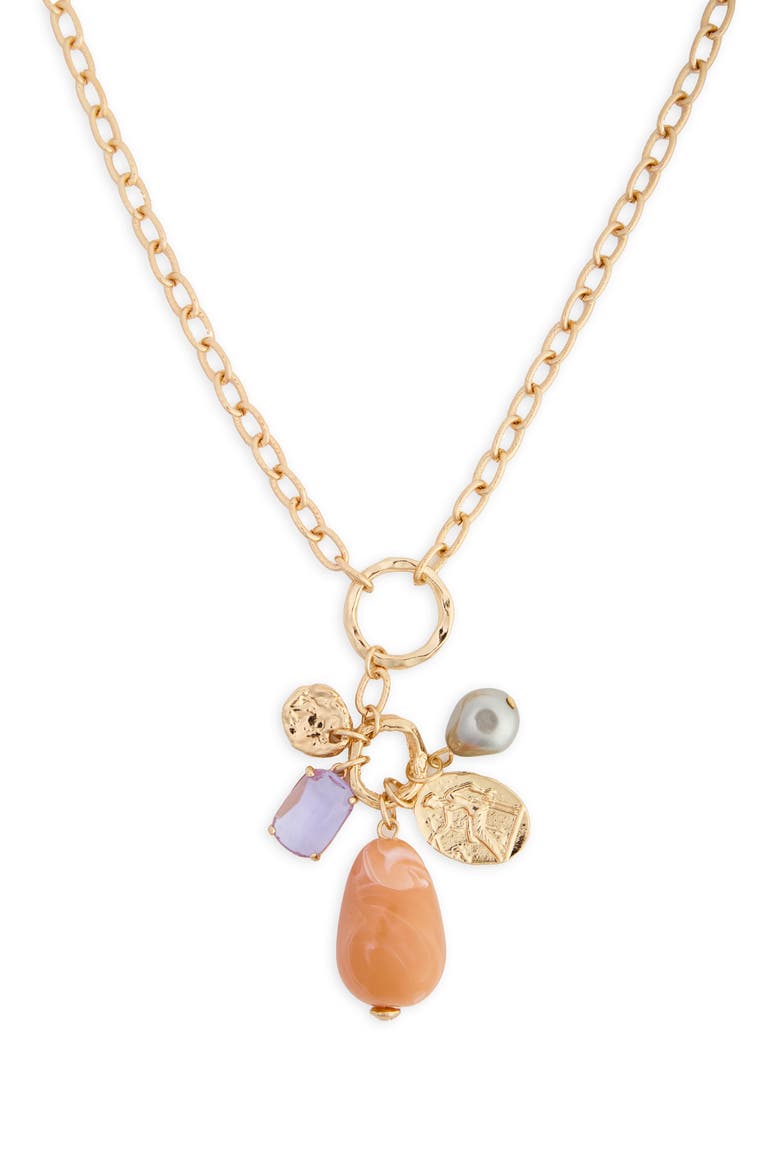 Charm Pendant Necklace, Main, color, GOLD