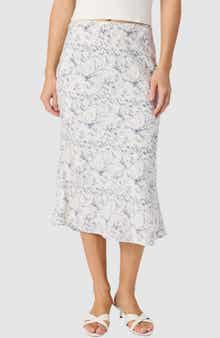 All in Favor Floral Bias Cut Midi Skirt