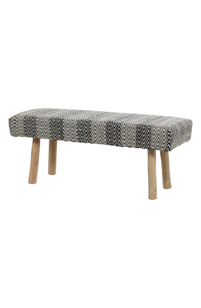 GINGER BIRCH STUDIO Black Wood Chevron Bench, Alternate, color, 