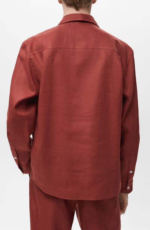 Mango Regular Fit Linen Button-up Shirt In Brown