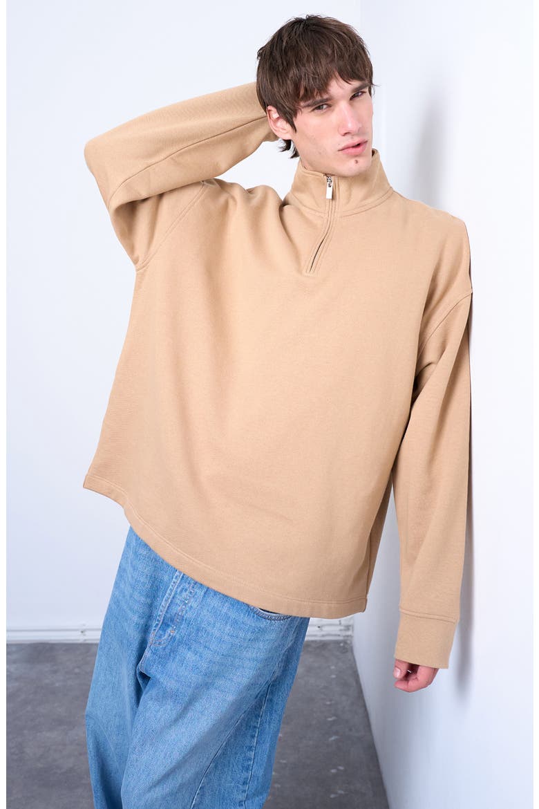 Heavyweight Oversize Quarter Zip Sweatshirt, Alternate, color, DARK STONE