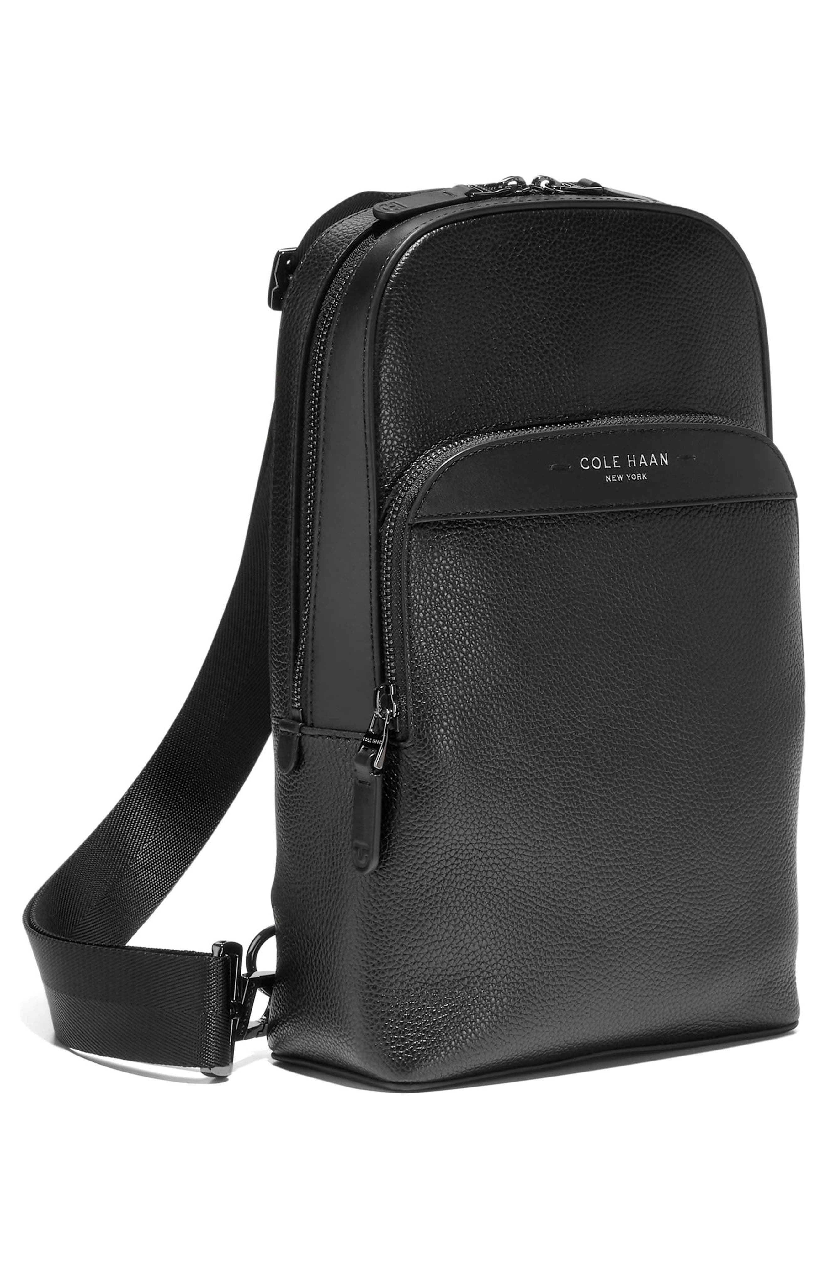Cole Haan Damon Leather Sling, Alternate, color, Black