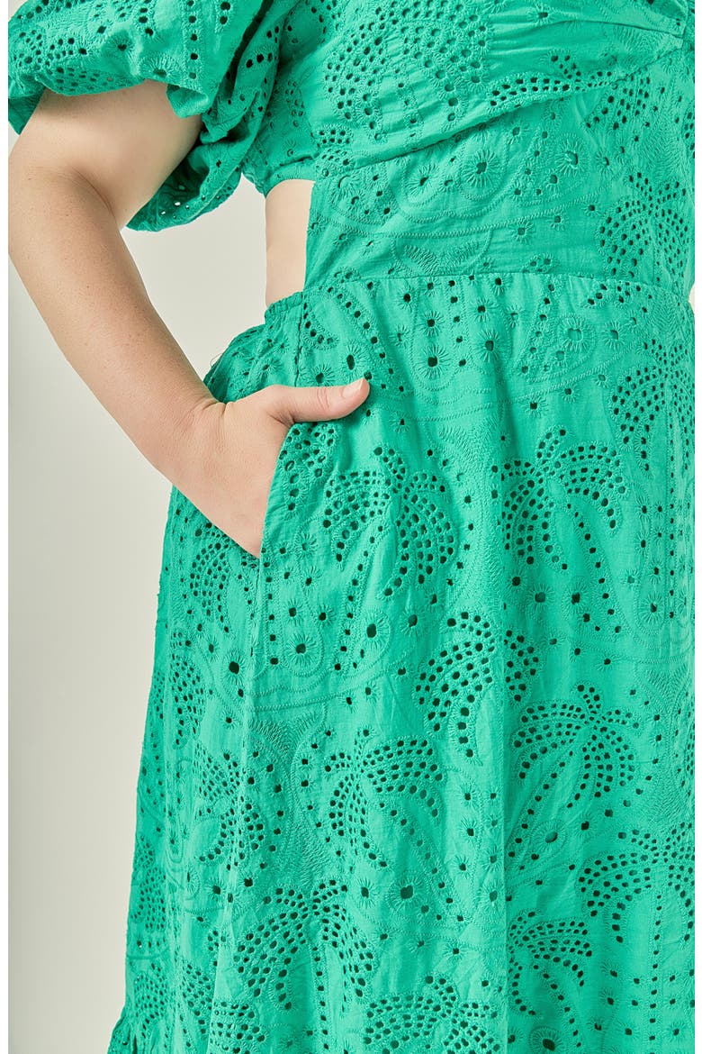 Embroidered Eyelet Resort Maxi Dress, Alternate, color, GREEN