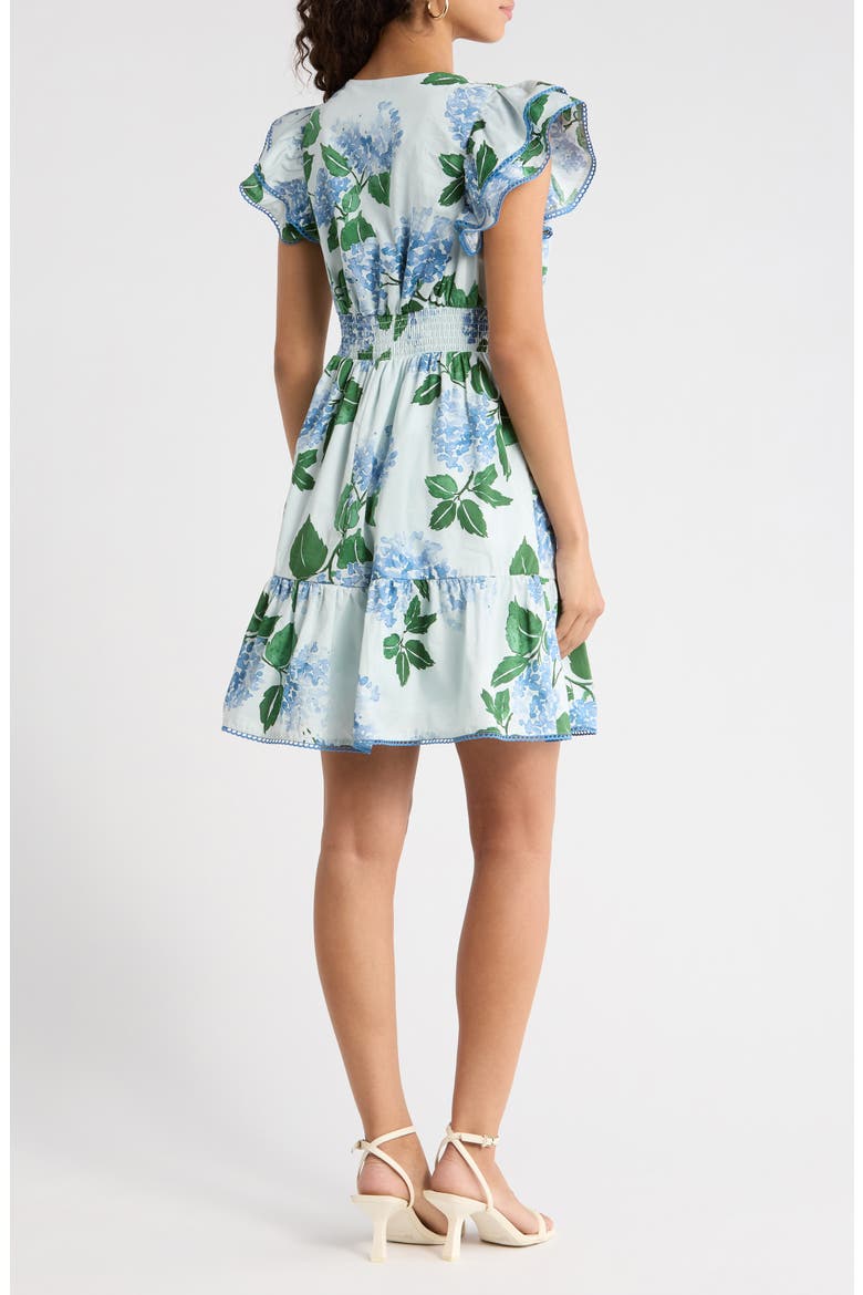 Mirla Floral Ruffle Minidress, Alternate, color, BLUE-GREEN-MULTI