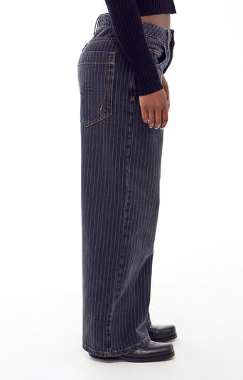 Jaya Pinstripe Low Rise Wide Leg Jeans
